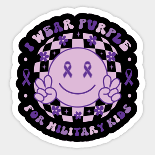 I Wear Purple For Military Kids Sticker